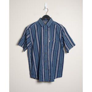 Canyon Creek Mens Medium Striped Short Sleeve Shirt Blue